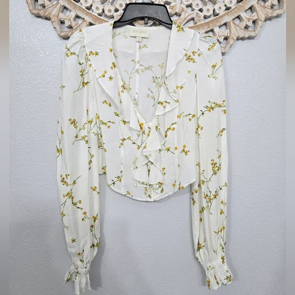 Divine Heritage Floral Ruffle White Blouse - Picture 2 of 7